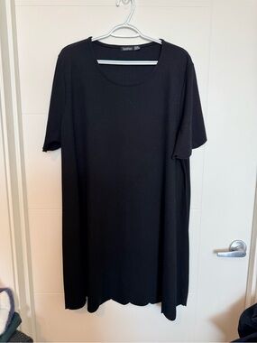 Boohoo Black Scallop Hem Midi Dress